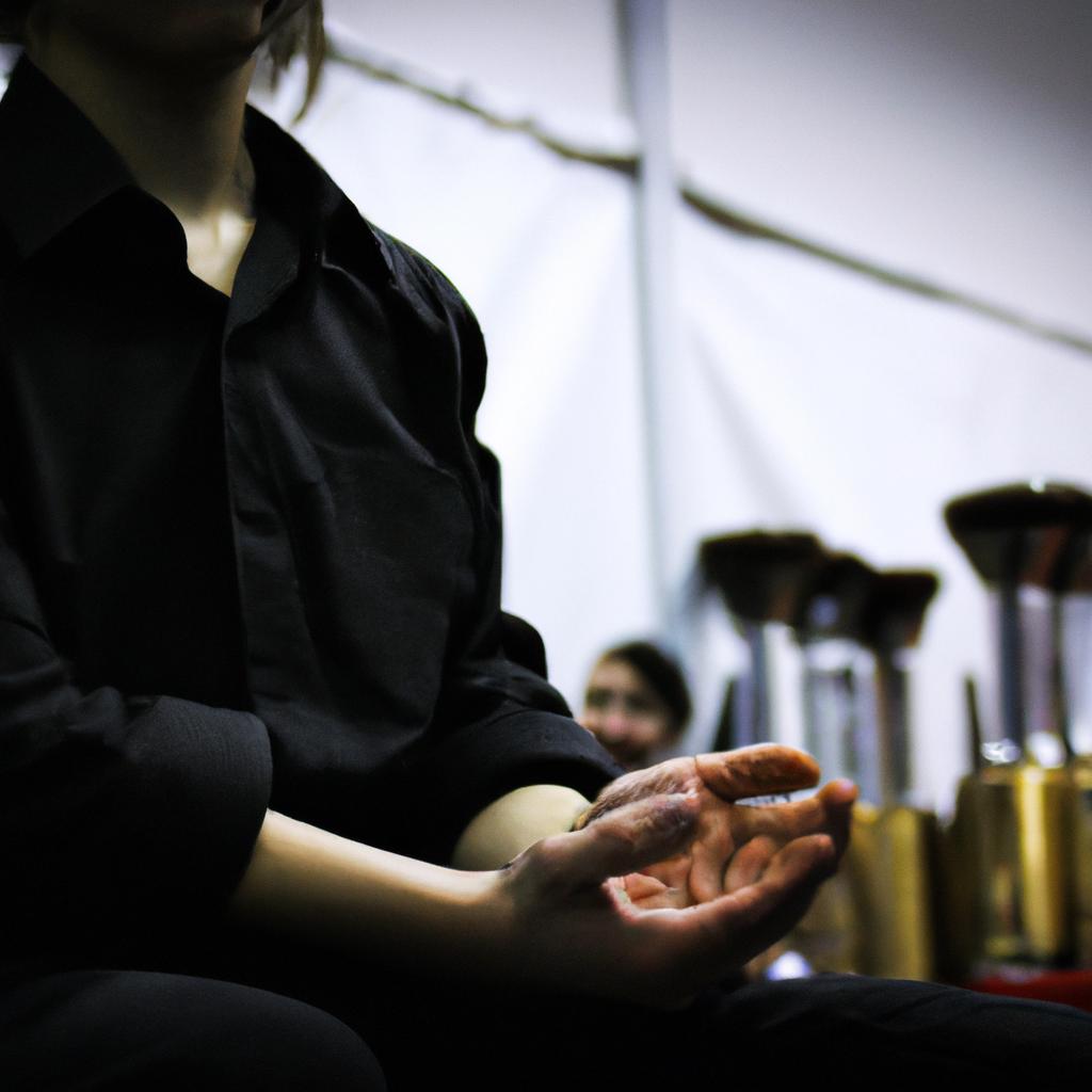 Person preparing for music performance